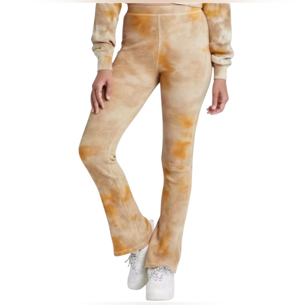 Wild Fable Lounge‎ Flare Pants Waffle Knit Thermal Tie Dye High Rise Size Small